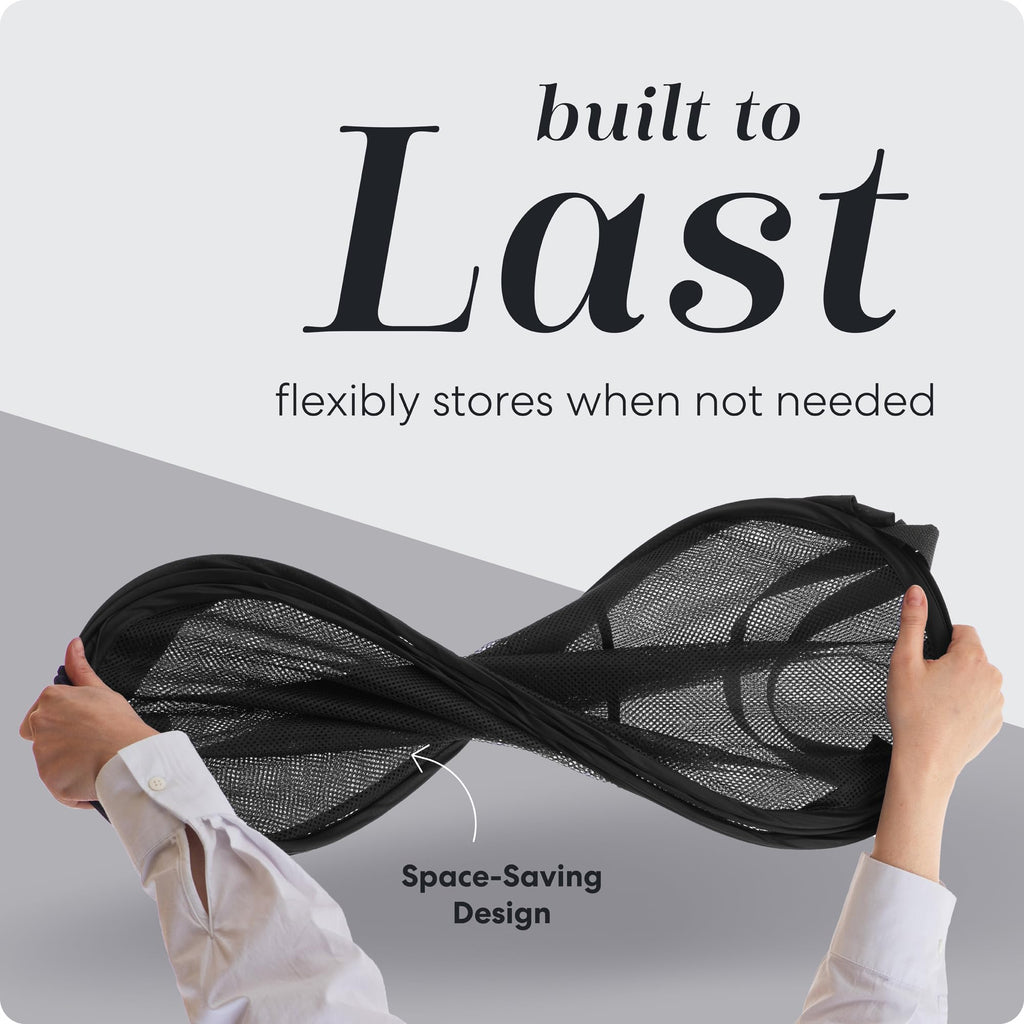 Handy Laundry Collapsible Mesh Pop Up Hamper with Wide Opening and Side Pocket – Breathable, Sturdy, Foldable, and Space-Saving Design for Clothes and Storage. (Black | 2-Pack)