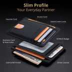 Slim Minimalist Front Pocket RFID Blocking Leather Wallets for Men and Women - Carbon Fiber Black