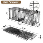 Toriexon Large Live Catch Animal Traps Black 51 X19 X17 Inch, Easy to Set and Release Live Animal Trap, Collapsible Large Animal Catcher Cage for Large Dogs, Foxes