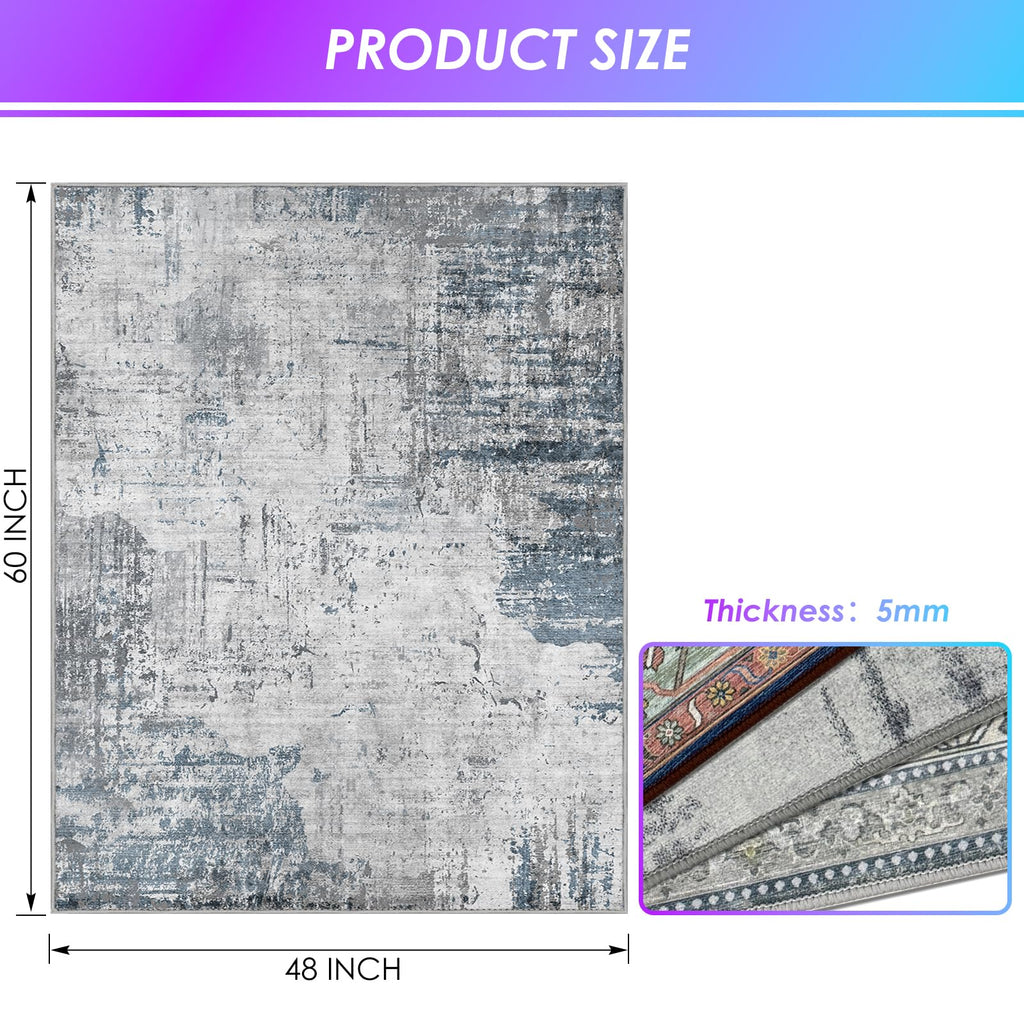 Kuyal Office Chair Mat for Hardwood Floor, 48 x 60 inches Computer Gaming Chair Mat, Low Pile Carpet Desk Chair Mat, Anti-Slip Floor Mats Wood/Tile Protection Mat(48'' x 60'', Modern Light Blue)