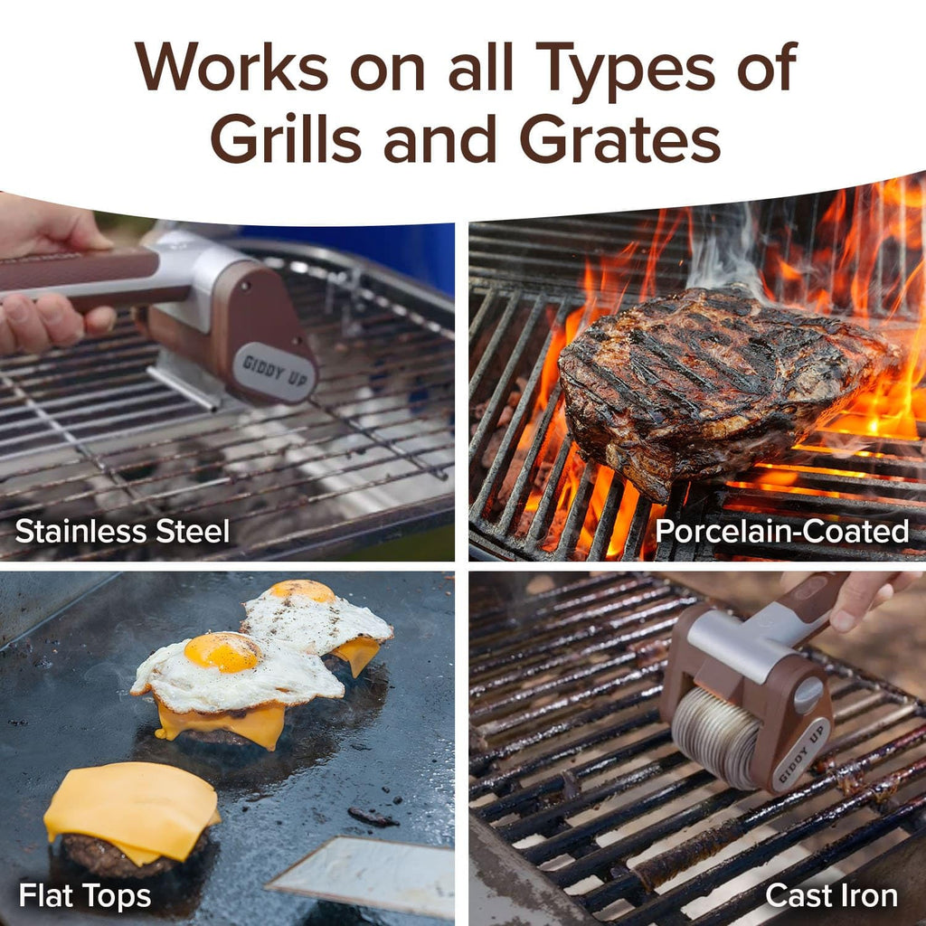 HorsePower Giddy Up Grill Cleaner AS SEEN ON TV! – Cordless, Rechargeable BBQ Tool with 350 RPM Stainless Roller, LED Light – Patents Pending – From BulbHead, a Family-Owned American Brand