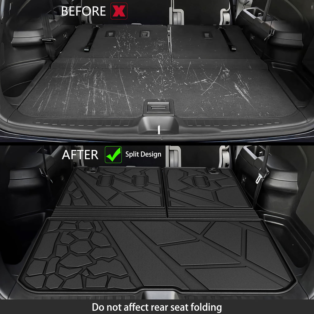 KARPAL Floor Mats for Honda Pilot 2016-2022 (8 Seats, No Elite Models), All Weather Protection TPE Floor Liners Accessories Car Mats, Front & 2nd Row & Backrest Mat & Cargo Liner