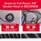 Pocket Hose Copper Bullet Expandable Garden Hose 25 FT w/10 Pattern Thumb Spray Nozzle AS-SEEN-ON-TV 650psi 3/4 in Patented Lead-Free Ultra-Lightweight Solid Copper Anodized Aluminum Fittings No-Kink