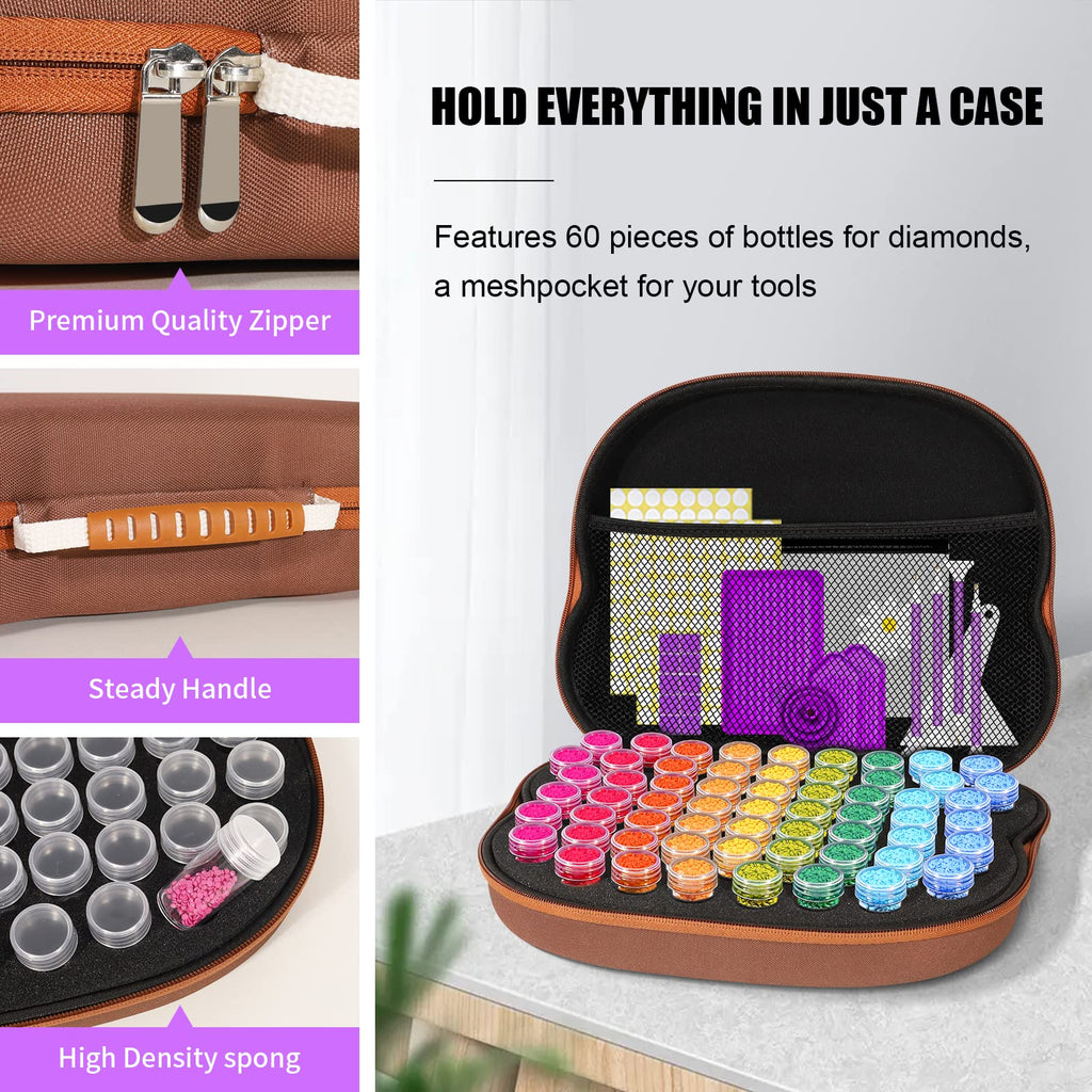 ZORETCO Diamond Painting Storage Box, 120 Slots Bead Storage Containers with Tools Kit for Diamond Art Accessories Beads Organizer Craft Jewelry