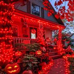 JMEXSUSS 2 Pack Red Solar Halloween Lights, Total 400 LED 151FT Red Solar Lights Outdoor Waterproof, 8 Modes Solar Christmas Lights for Outside Yard Patio Garden Christmas Tree Halloween Decorations