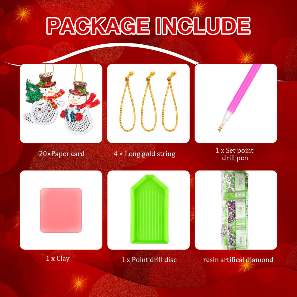 Jetec 20 Pcs Christmas DIY Diamond Key Chain Ornaments Diamond Painting Keychain for Christmas Party Decoration (Cute Style)