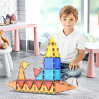 PicassoTiles Magnetic Tiles 60pcs Kids Toys Classroom Sensory Toy for Toddlers STEM Learning Building Blocks, Montessori Pretend Play Magnet Tile Construction Stacking Block Boys Girls Ages 3+ PT60