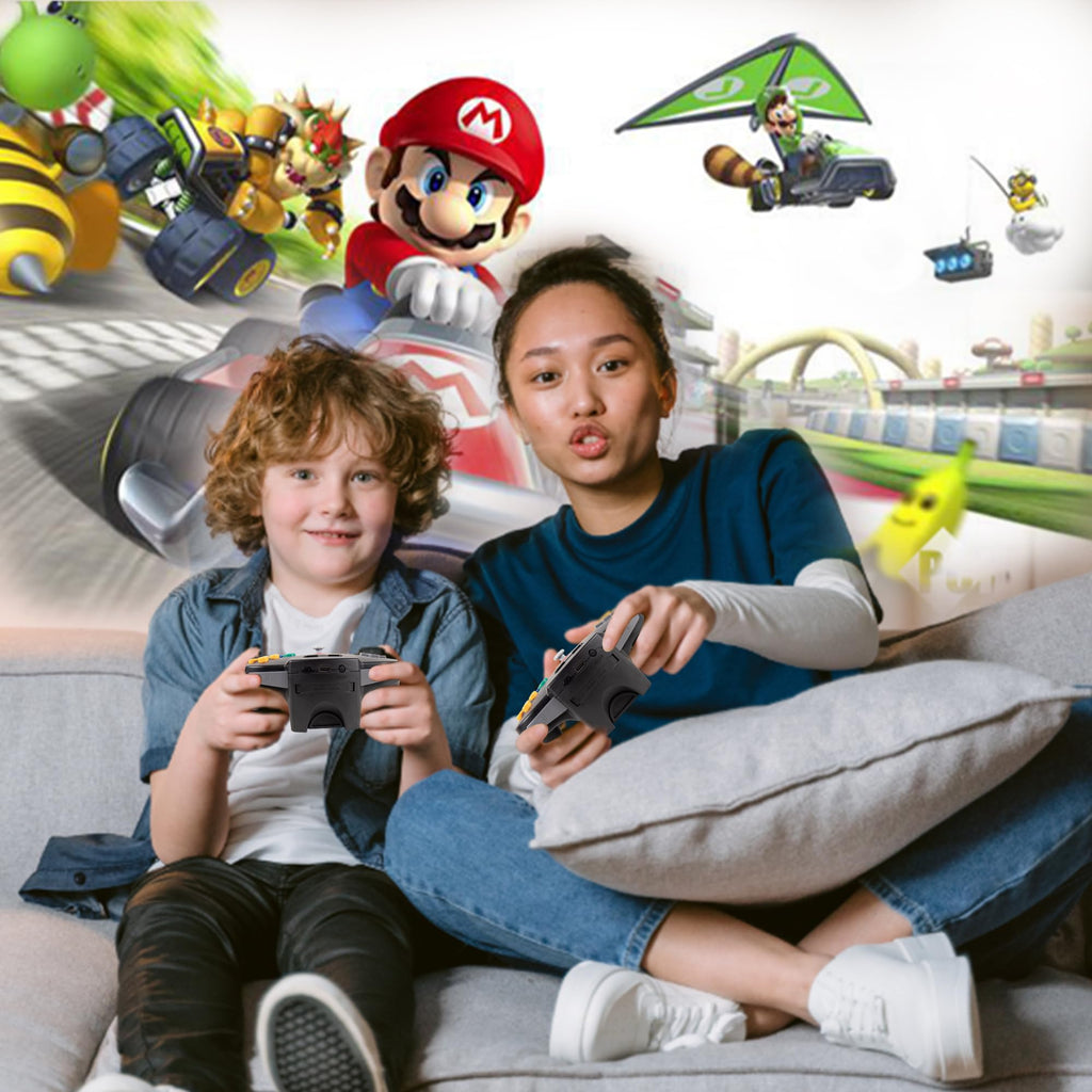 Wireless N64 Controller, 2.4GHZ Retro Wireless Remote Joystick Rechargeable Game Pad Controller Compatible with N64 System Video Console (Black)