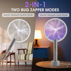 Electric Fly Swatter Racket 1 Pack, Mosiller 2 in 1 Bug Zapper with USB Rechargeable Base, 4000 Volt Indoor Outdoor Mosquito Killer with 3-Layer Safety Mesh for Pest Insect Control & Flying Trap