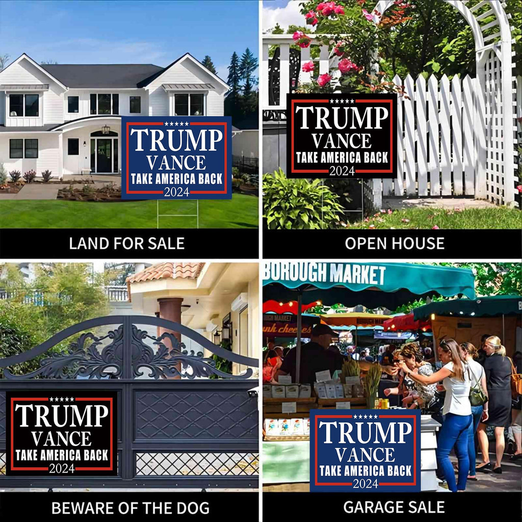 WENWELL Trump Vance 2024 Yard Signs 2-Pack – Double-Sided,Waterproof,UV Resistant,12x18 Inchs with Metal H-Stakes – Donald Trump JD Vavce Campaign Rally Placard Outdoor Lawn Decoration