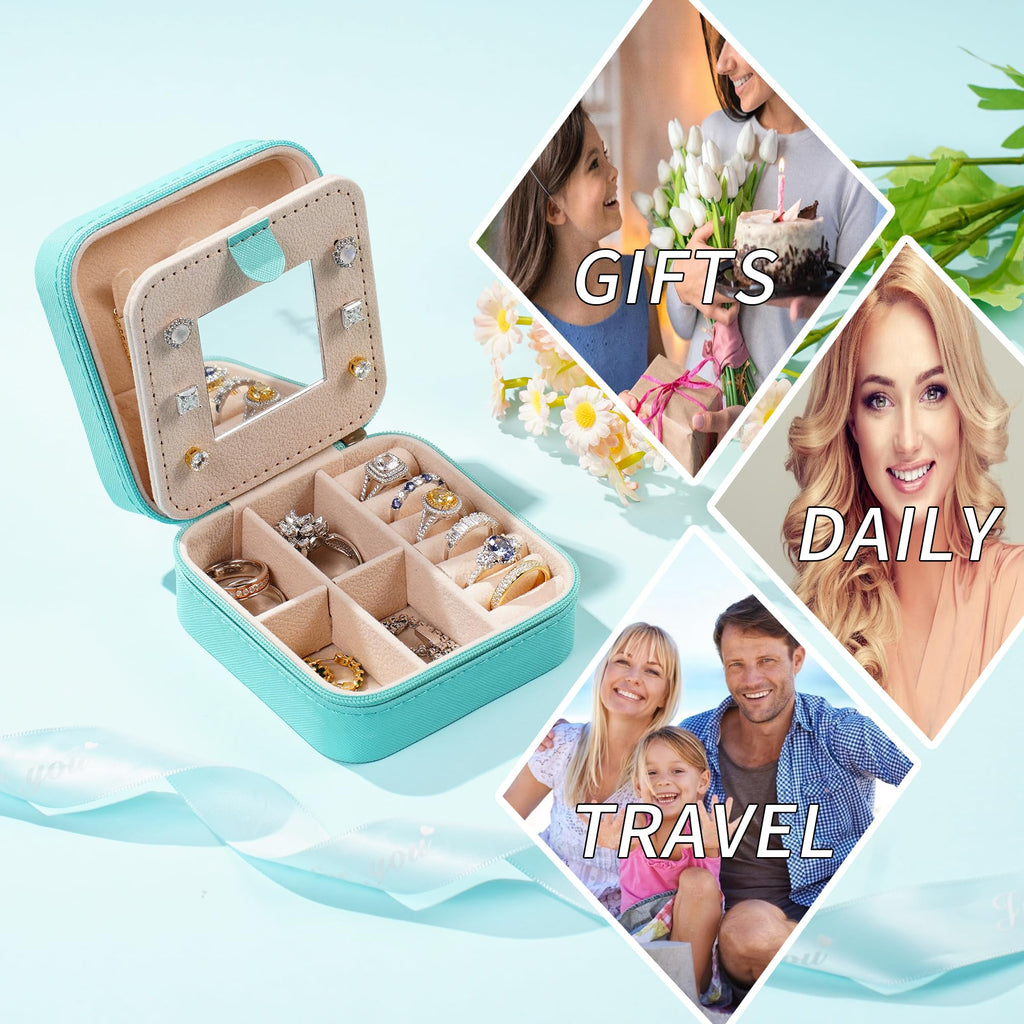 Parima Christmas Gifts List 2024 Ideas - Personalized Initial Travel Jewelry Case, 4 5 6 7 8 9 10 11 12 Year Old Girl Birthday Gifts Christmas Gifts for Daughter Granddaughter - Letter E, Aqua Blue