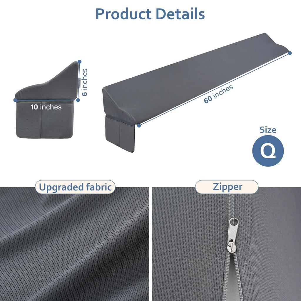 Vekkia Queen Bed Wedge Pillow for Headboard/Bed Gap Filler/Headboard Pillow,Pillow Wedge for Headboard Gap(0-6"),Bed Gap Pillow,Stop Loosing Your Pillows,Phone