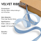 Blue Velvet Ribbon 5/8'' 25 Yards for Christmas Tree, Gift Wrapping, Flower Bouquet, Wreath Decorations, Bow Making
