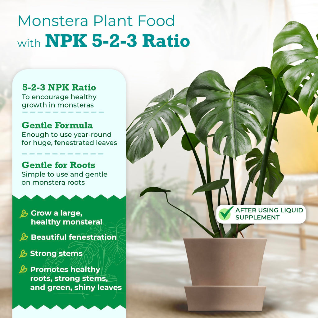 Monstera Plant Food by Houseplant Resource Center | Premium Liquid Fertilizer (5-2-3 NPK) - Ideal for Monstera, Pothos, and Snake Plants (8 Fluid Ounces)