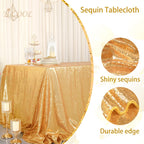 B-COOL Gold Sequin Tablecloth Party Glitter Tablecloth Sparkly Table Cloth 60x102 Inches Rectangle Classy Elegant Tablecloth for Christmas Halloween Theme Parties Table Decorations