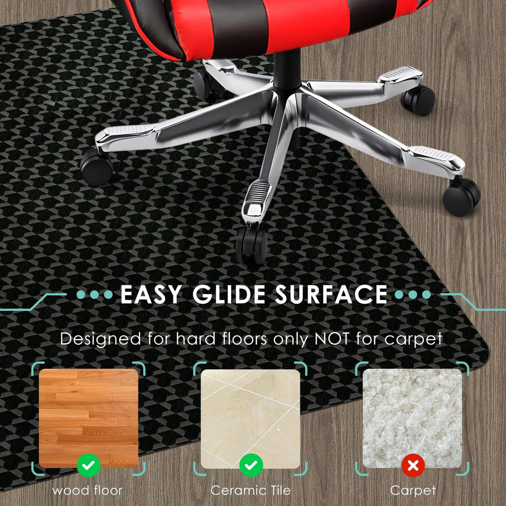 Vicwe Office Chair Mat for Hard Floor, 48"x36" Anti-Slip PVC Computer Chair Mat for Gaming, Easy Glide for Chairs, Multi-Purpose Floor Protector Desk Chair Mat for Home Office