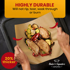 [220 Sheets] Full Sheet Pan 16 x 24 Inch Parchment Paper Baking Sheets by Baker’s Signature | Precut Silicone Coated & Unbleached – Will Not Curl or Burn – Non-Toxic & Comes in Convenient Packaging