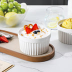 MALACASA Ramekins 12 oz Oven Safe, Porcelain Creme Brulee Ramekins Pudding Custard Cups Large Ceramic Souffle Dishes Ramakan Ramiken Ramicans Baking Bowls Set of 6, White, Series RAMEKIN-DISH