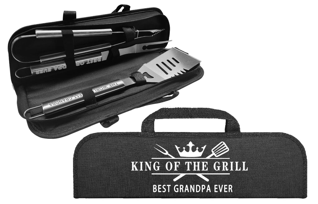Grandpa Gifts, Grilling Gifts for Grandfather, Gifts for Grandpa Papa Christmas Birthday Retirement Form Grandchildren, Unique Useful Gifts for Elderly Men Stocking Stuffers Ideas, BBQ Set 3 with Bag