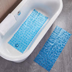 Webos Bath Shower Mat Non Slip: Extra Large Pebble Bathtub mat for Kids, Elderly, Anti Slip Shower Matt with Drain Holes Suction Cups Tub Mat - 16 X 40 Inch Clear Blue