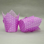 QLSmypkg Large Muffin Greaseproof paper Baking cupcake cups, 2-1/4" x 4" Blue,Yellow,Pink,Purple printed with Polka Dot(each colour about 32 pcs, total 125 pcs) Tulip Baking Cup(Large) (125, Multi)