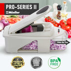 Mueller Pro-Series All-in-One, 12 Blade Mandoline Slicer for Kitchen, Food Chopper, Vegetable Slicer and Spiralizer, Cutter, Dicer, Grater, Kitchen Gadgets Sets with Container, White Sand/Gray