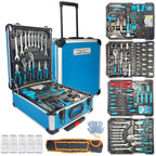 Arcwares 799pcs Aluminum Trolley Case Tool Set Silver, House Repair Kit Set, Household Hand Tool Set, with Tool Belt for Father's Day, Valentine's Day, Christmas