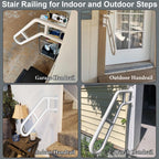 2 Pack Handrails for Outdoor Steps, Upgraded 27" Bent White Stair Handrails for Indoor or Outdoor, Wall Mounted Hand Stair Railings with Anti-Skid Crossbar, Safety for Elderly, Kids, Disabled
