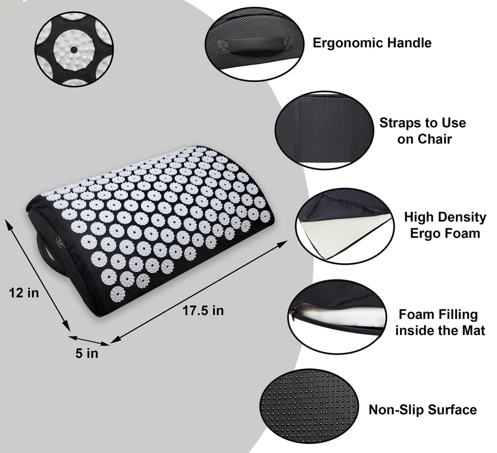 LovXtra Footrest with Acupressure Mat: FSA/HSA Eligible 2-in-1 Foot Rest for Work From Home, Office Under the Desk Accessories, Foot Massager, Acupuncture Pillow. Pain Relief for Feet Knee Heel & Back