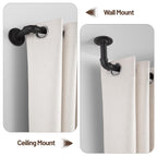 Curtain Rods for Windows 48 to 84, 1 Inch Industrial Wrap Around Black Curtain Rod, Indoor/Outdoor Room Divider Adjustable Drapery Pole, 48"-86"