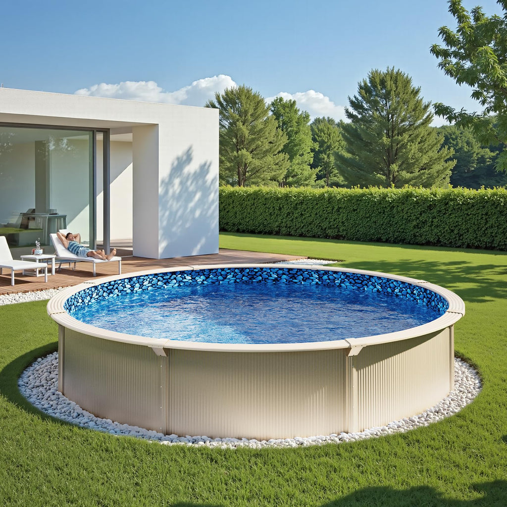 VEVOR 8-ft Round Above Ground Pool Liner, Overlap Pool Liners, Standard Gauge Vinyl, 48-to-54inch Wall Height, Designed for Steel Sided Above-Ground Swimming Pools