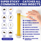 Fly Stick Sticky Fly Traps for Indoors Outdoor 6pk. Non-Toxic Super Sticky Hanging Flies Catcher Paper Tape Strips for Home. Catches All Bugs and gnats. Indoor Outdoor House Flying Insect Trap.