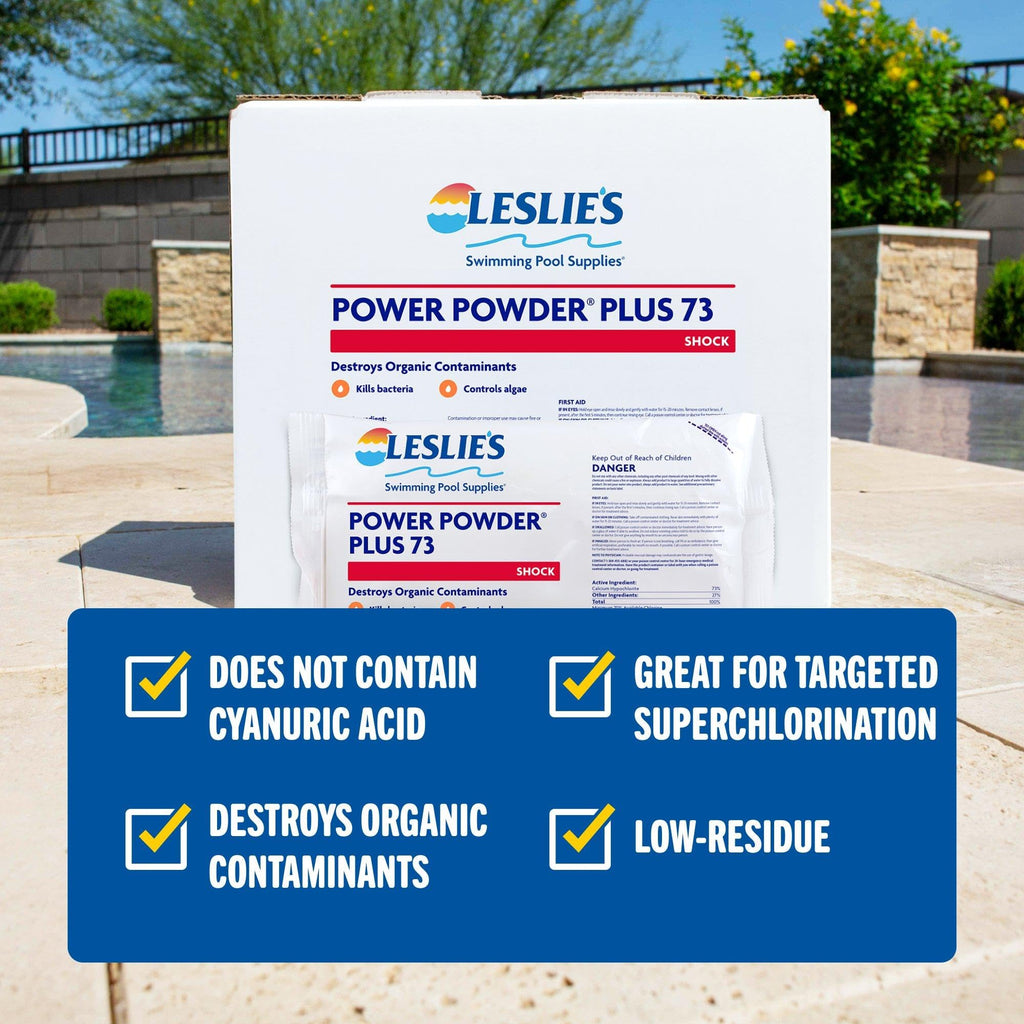 Leslie's Power Powder Plus 73% Calcium Hypochlorite Pool Shock, 6 x 1 lb. Bags 25273