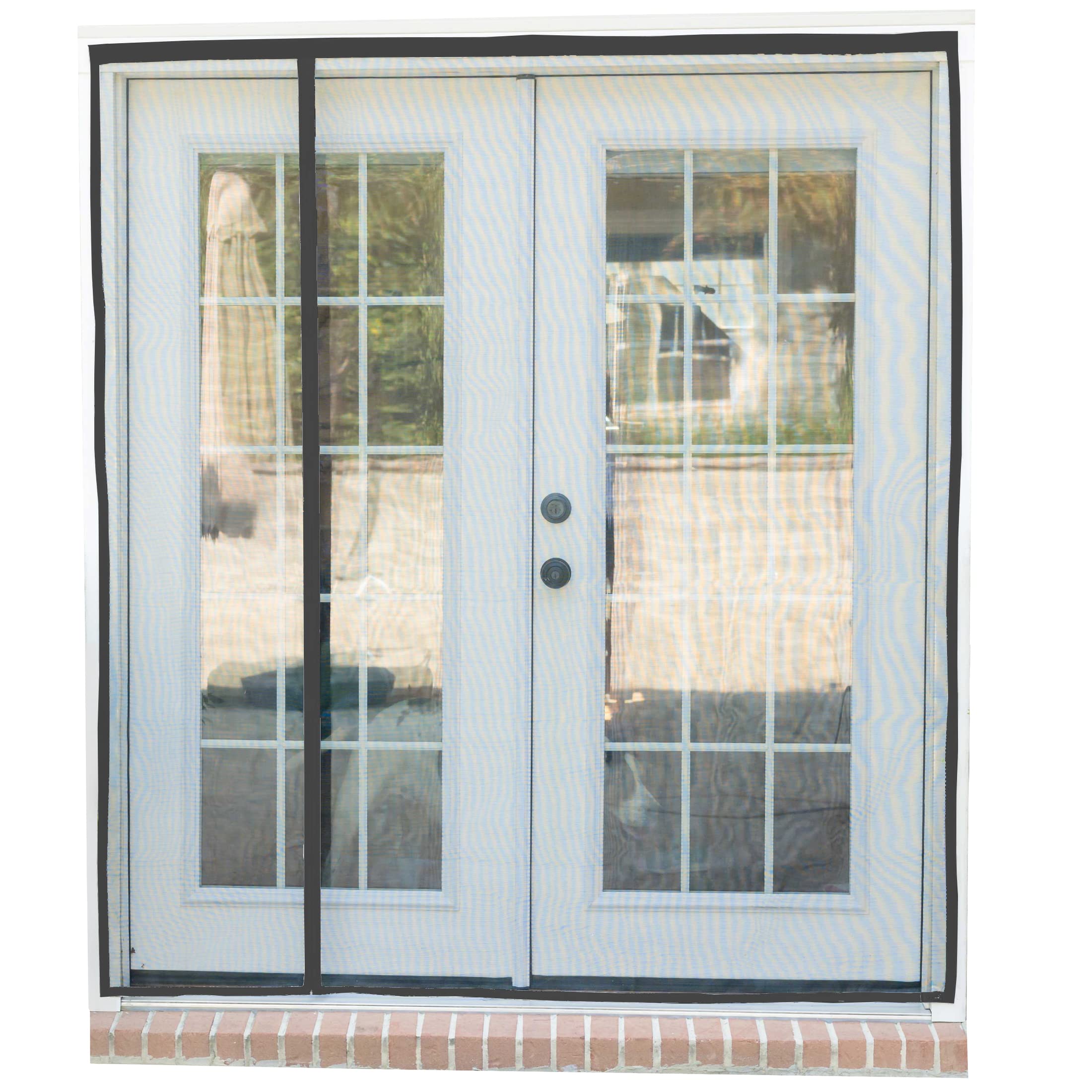 Fenestrelle Magnetic Screen Door for French & Sliding Door – Heavy Duty, Hands Free Fiberglass Mesh with Self Closing Magnetic Seal, Black Trim – Fits 70" x 80" Doors (Screen Size 72" x 80")
