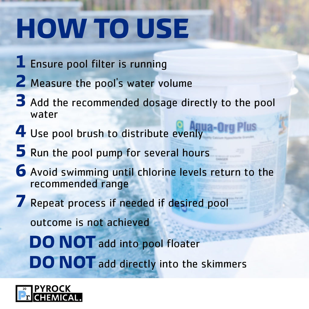 Pool Shock by Aqua Org Plus - 65% Granular Cal Hypo - Swimming Pool Shock for In-Ground, Above Ground, Spas & Hot Tubs - 50 Pound Pail