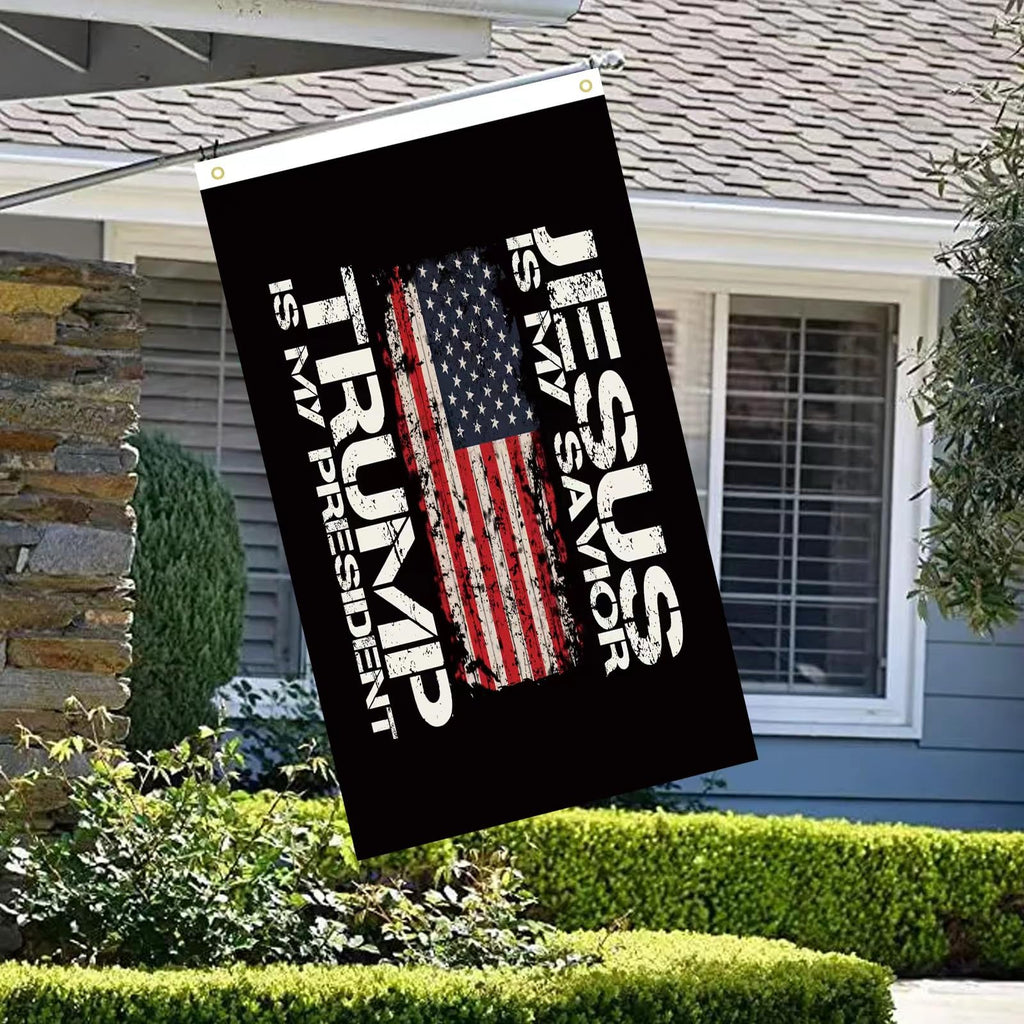 WENWELL Jesus is My Savior Trump is My President Flag 3x5 Ft Double Sided,Donald Trump 2024,Durable,Fade-Resistant,Indoor/Outdoor