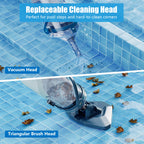 Pool Vacuum for Above Ground Pool with a Telescopic Pole, Running time up to 1H, T403 Handheld Rechargeable Pool Cleaner with Powerful Suction up to 18.5 gallons/min, Ideal for Leaves, Debris