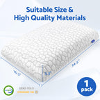 CushZone Memory Foam Pillows for Sleeping, Cooling Pillow with Removable and Machine Washable Cover, Bed Pillow for Side, Back and Stomach Sleepers, King Size (1 Pack)