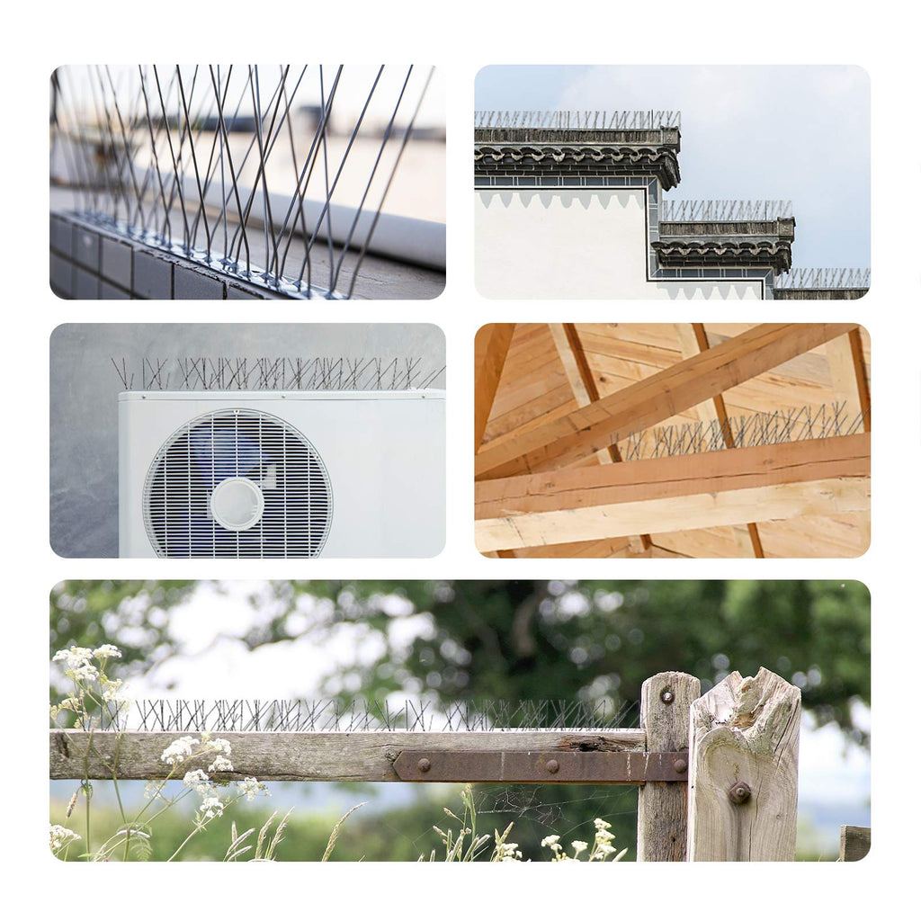 OFFO Bird Spikes Pre-Assembled for Pigeons Birds, Cover 10 Feet Durable Bird Spikes with Stainless Steel for Fence Roof Mailbox Window