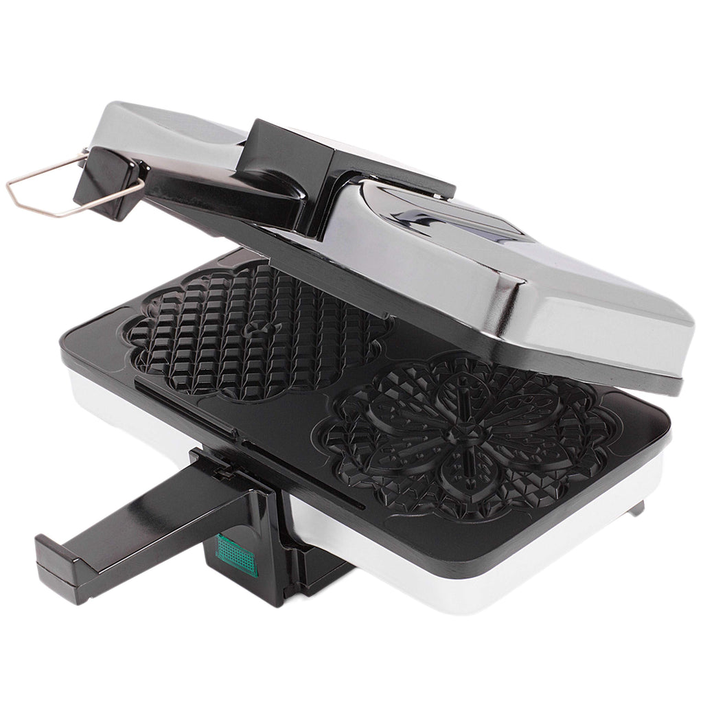 Pizzelle Maker- Nonstick Electric Holiday Baker Press Makes Two 5-Inch Cookies at Once- Christmas Baking Supplies for Party- Italian Dessert Treat Making with Recipe Guide- Cookie Swap Gift for Her