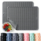 2 Pack Caketime Silicone Dish Drying Mat for Kitchen Counter Heat Resistant Under Sink Waterproof Coffee Bar Accessories Dining Rack Stone Utensil Holder Countertop Decor Must Haves 2026