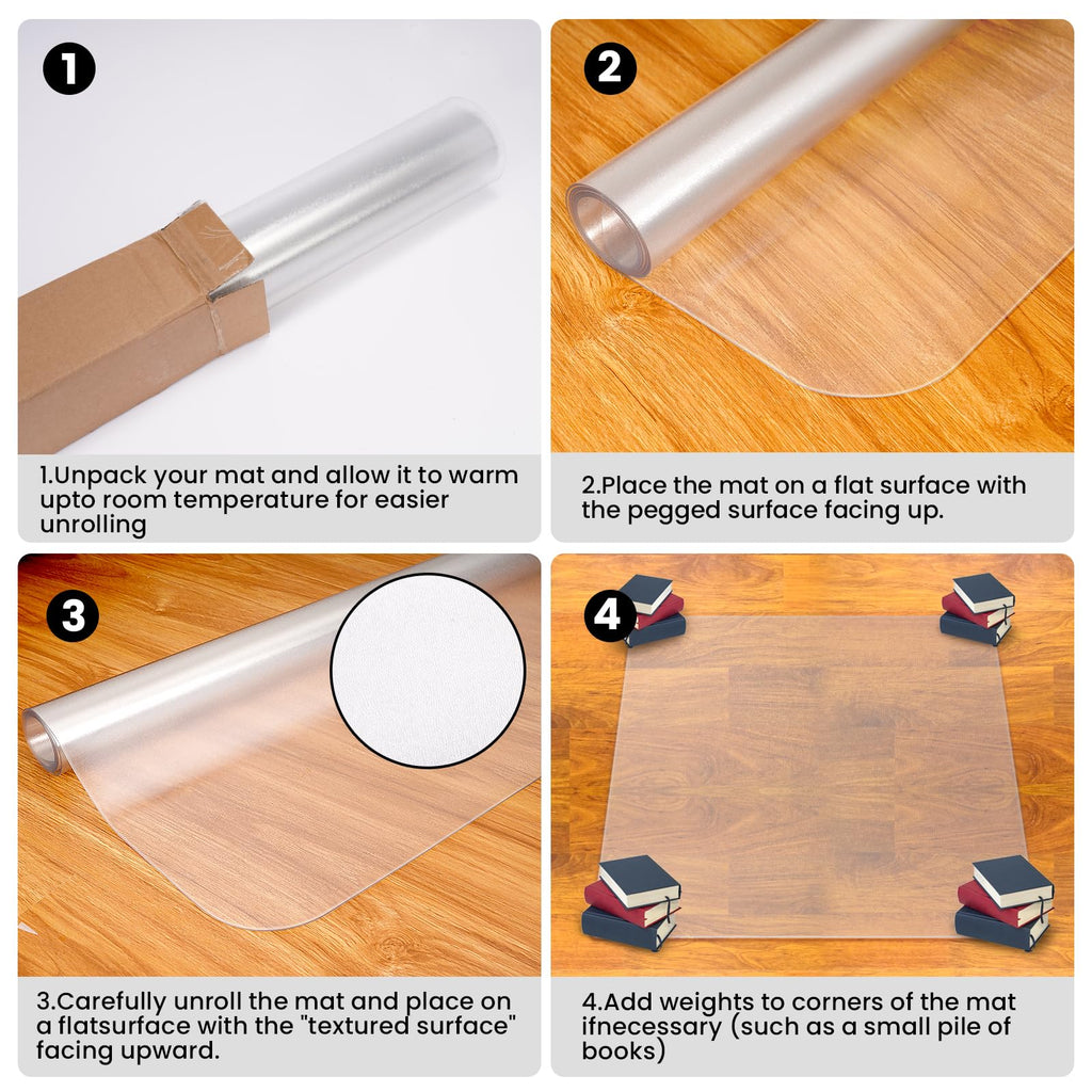 Office Chair Mat for Hardwood Floor: 63"x 51" Extra Large Floor Mat for Rolling Chair and Computer Desk, Clear Desk Chair Mat Heavy Duty Plastic Floor Protector for L Desk, Home, Gaming Easy Glide