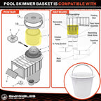 Swimables 8 Inch Skimmer Basket Compatible with Pentair Skimmer Basket 85014500 and S200 Pentair Pool Skimmer Basket | Built-in Brass Weight | 316 Stainless Steel Handle & Convenient Rubber Grip