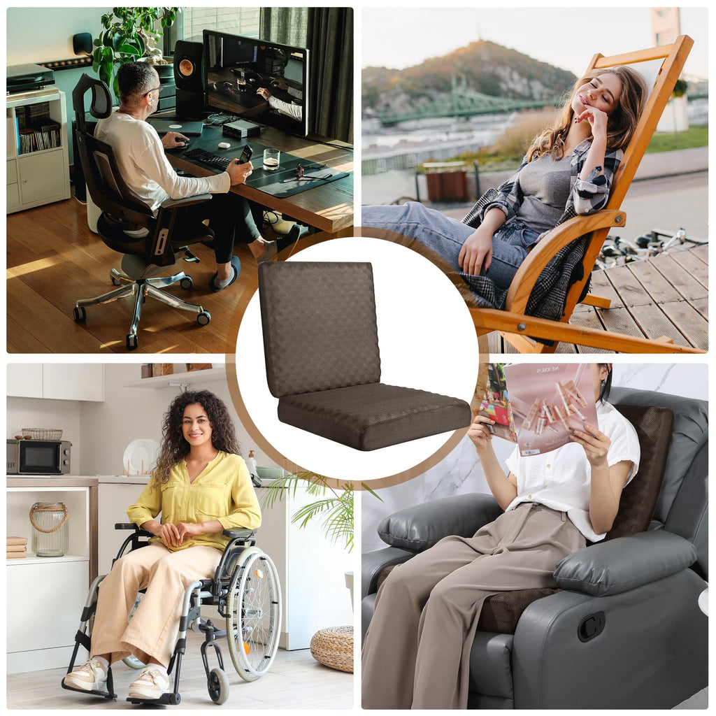 BALAPET Recliner Cushions for Long Sitting,Egg Crate Foam Recliner Cushion for Elderly Reduces Muscle Fatigue and Provides Air Flow,Extra Large Non-Slip Seat Mat with Back Support Cushion(Coffee)