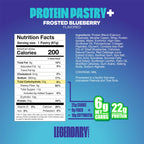 Legendary Foods 22 g High Protein Pastry+ Premium Boosted - Low Carb Meal Replacement Bar - Gluten Free Protien Snacks - Healthy Keto Snack Box - Low Sugar Energy Bar - Bariatric Diabetic Friendly