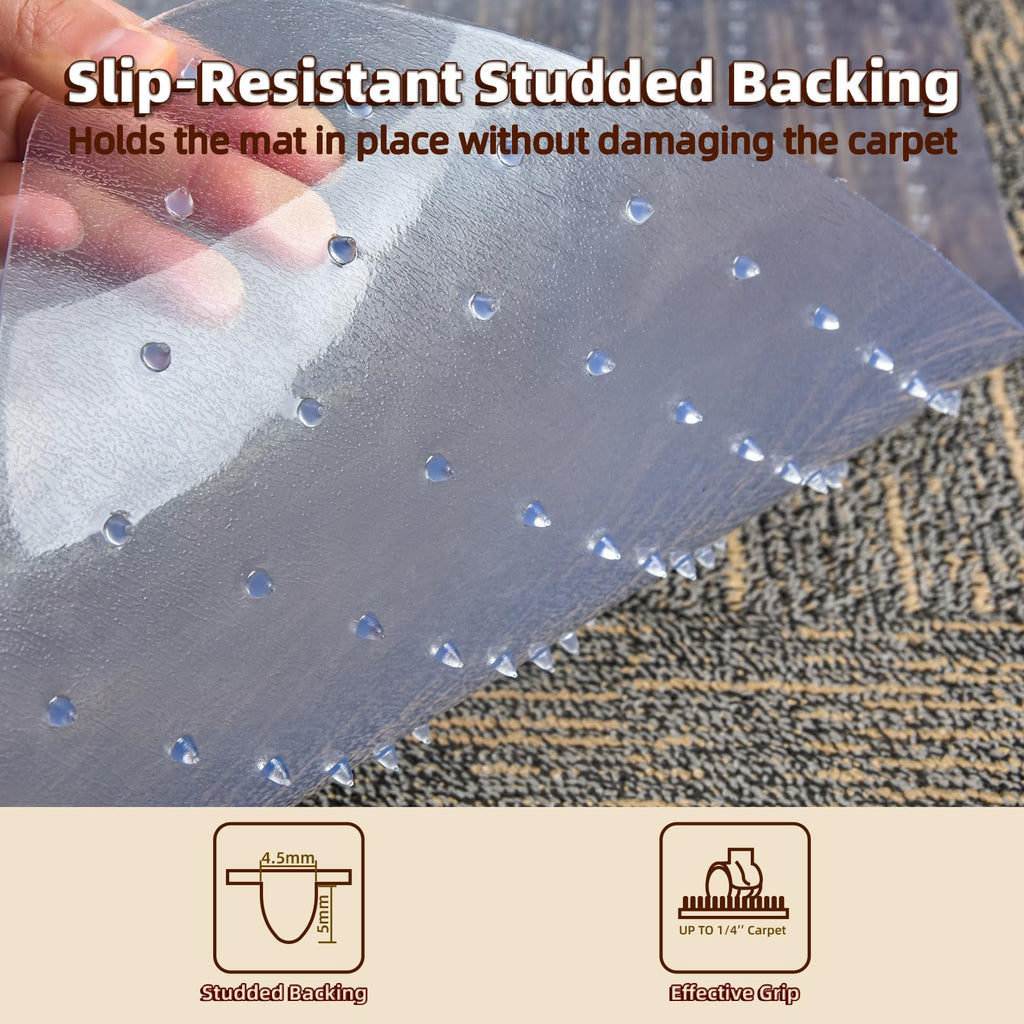 Office Chair Mat Carpet Protector: 36" x 48" Plastic Heavy Duty Computer Desk Mats with Lip for Low Flat and No Pile Carpeted Floor - Clear Rug Pad for Rolling Chairs Office Work Home Gaming Rectangle