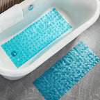 Webos Bath Shower Mat Non Slip: Extra Large Pebble Bathtub mat for Kids, Elderly, Anti Slip Shower Matt with Drain Holes Suction Cups Tub Mat - 16 X 40 Inch Clear Green