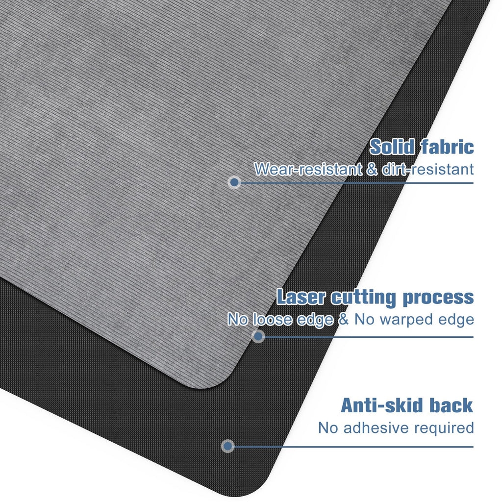 Corduroy Chair Mat for Hardwood Floor, 55"x35" Office Chair Mat Desk Chair Mat for Rolling Chair, Large Anti-Slip Rubber Backing Low-Pile Office Rug Floor Mat for Office/Home Light Grey