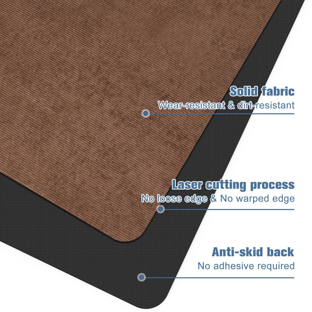 Placoot Office Chair Mat for Hardwood Floor, 55"x35" Corduroy Surface Computer Chair Mat, Desk Chair Mat, Large Anti-Slip Rubber Bottom Floor Protector for Home Office Brown