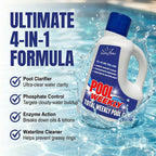 Weekly Pool Treatment, All in One Pool Treatment with Phosphate Remover, Pool Clarifier and Pool Waterline Cleaner, Saltwater Safe, 3 Liter 101.5 fl oz, BubbyShine